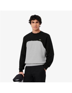 Sudadera de felpa de algodón con bloques de color Lacoste NEGRO
