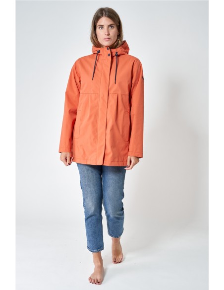 Impermeable o chubasquero de algodón y nailon Batela NARANJA
