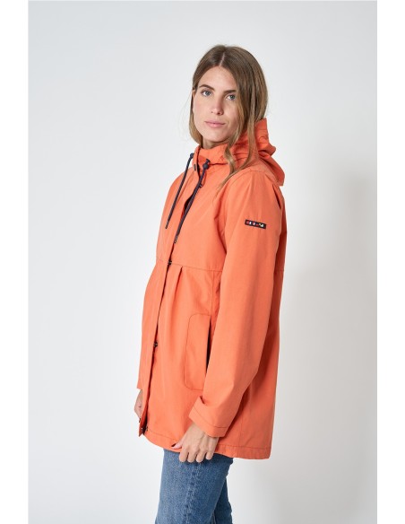 Impermeable o chubasquero de algodón y nailon Batela NARANJA
