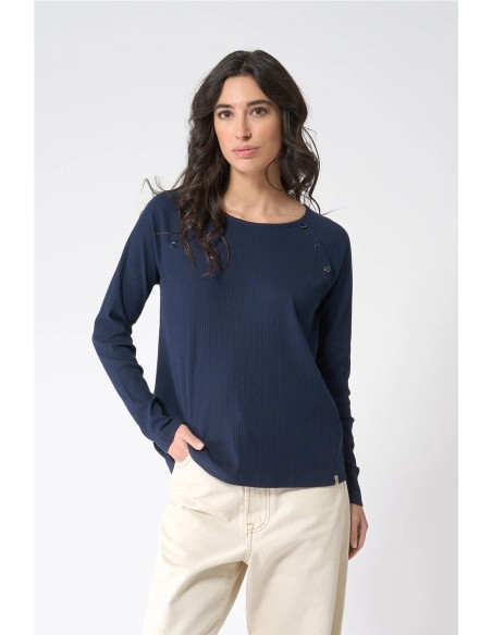 Camiseta Batela cotton rib botones en pecho