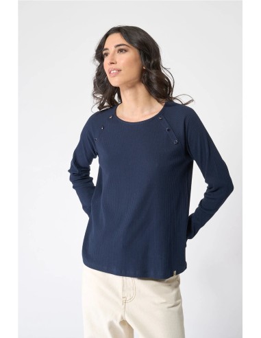 Camiseta Batela cotton rib botones en pecho