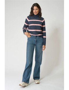 Jersey Batela punto cuello alto a rayas MARINO