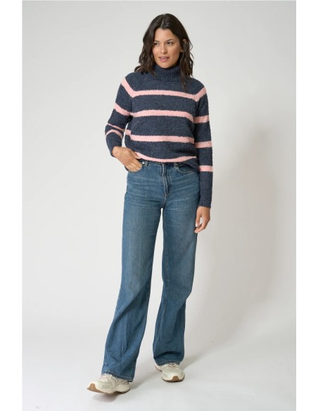 Jersey Batela punto cuello alto a rayas MARINO