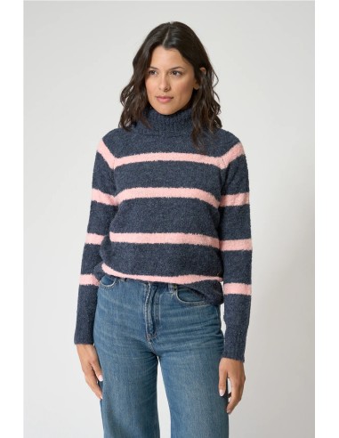 Jersey Batela punto cuello alto a rayas MARINO