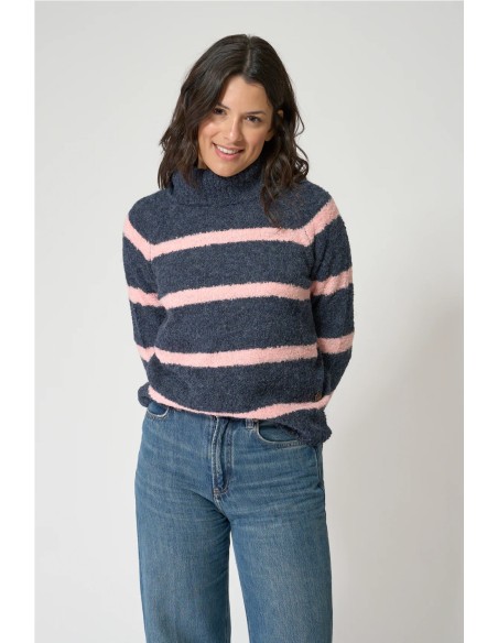 Jersey Batela punto cuello alto a rayas MARINO