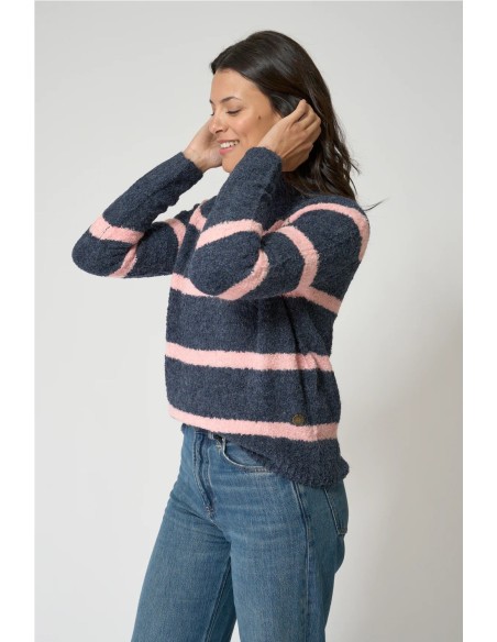 Jersey Batela punto cuello alto a rayas MARINO