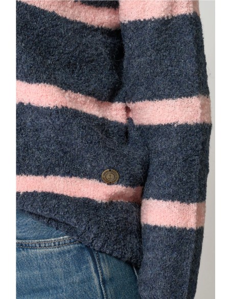 Jersey Batela punto cuello alto a rayas MARINO