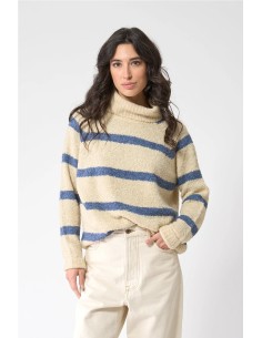 Jersey Batela punto cuello alto a rayas CRUDO RAYAS