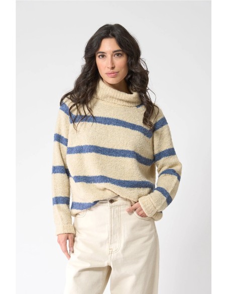 Jersey Batela punto cuello alto a rayas CRUDO RAYAS
