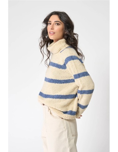 Jersey Batela punto cuello alto a rayas CRUDO RAYAS