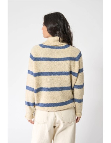 Jersey Batela punto cuello alto a rayas CRUDO RAYAS