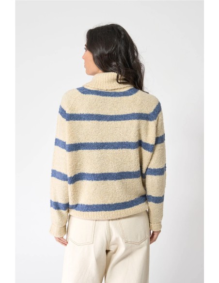 Jersey Batela punto cuello alto a rayas CRUDO RAYAS