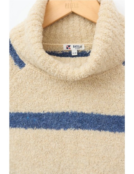 Jersey Batela punto cuello alto a rayas CRUDO RAYAS