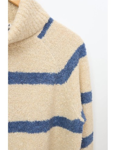 Jersey Batela punto cuello alto a rayas CRUDO RAYAS