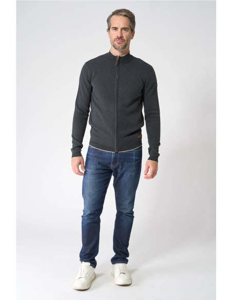 Chaqueta Batela básica punto fino GRIS OSCURO