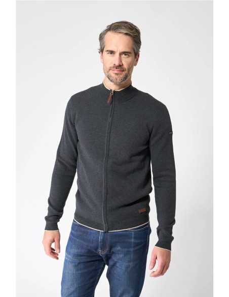 Chaqueta Batela básica punto fino GRIS OSCURO