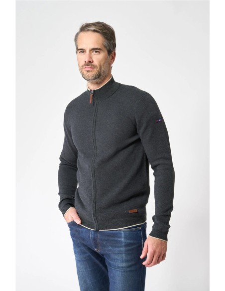 Chaqueta Batela básica punto fino GRIS OSCURO