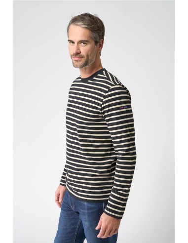 Camiseta Batela manga larga raya marinera NEGRO BEIGE