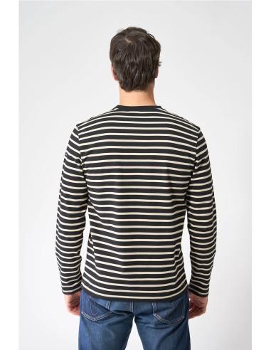 Camiseta Batela manga larga raya marinera NEGRO BEIGE