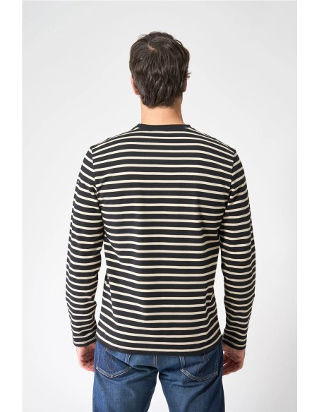 Camiseta Batela manga larga raya marinera NEGRO BEIGE