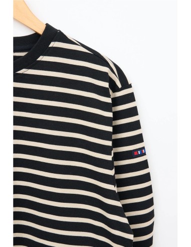 Camiseta Batela manga larga raya marinera NEGRO BEIGE