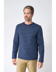 Camiseta Batela manga larga raya marinera GRIS AZUL