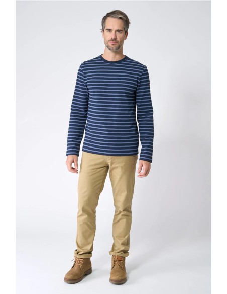 Camiseta Batela manga larga raya marinera GRIS AZUL