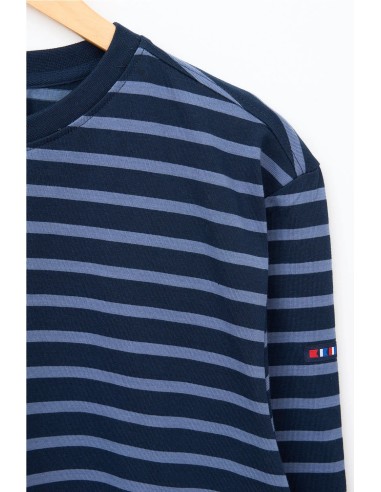 Camiseta Batela manga larga raya marinera GRIS AZUL