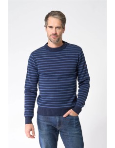 Jersey bretón Batela de lana cuello redondo y botones ajustado GRIS AZUL