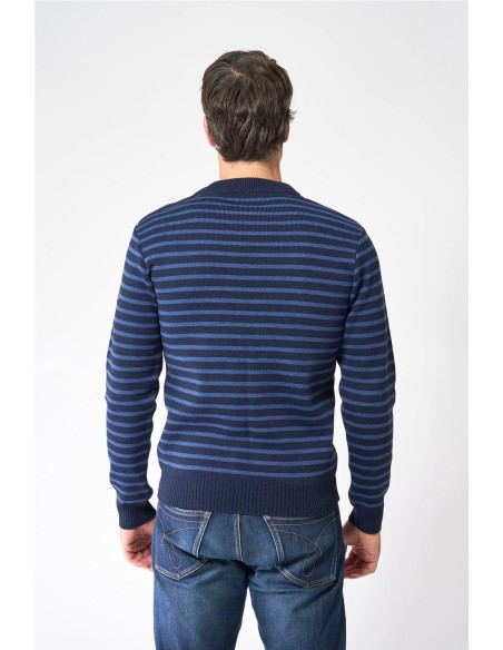 Jersey bretón Batela de lana cuello redondo y botones ajustado GRIS AZUL