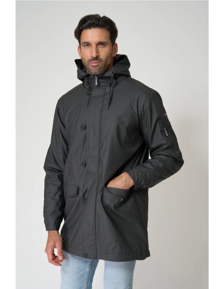 Chubasquero Batela con forro de pelo largo NEGRO