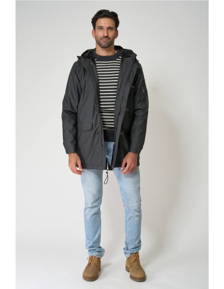 Chubasquero Batela con forro de pelo largo NEGRO