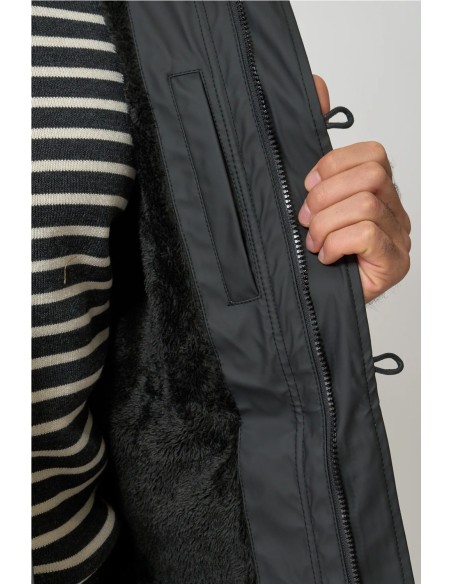 Chubasquero Batela con forro de pelo largo NEGRO