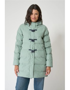 Abrigo Batela impermeable acolchado botones alamar VERDE ICEBERG