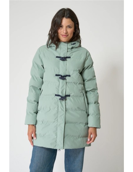 Abrigo Batela impermeable acolchado botones alamar VERDE ICEBERG