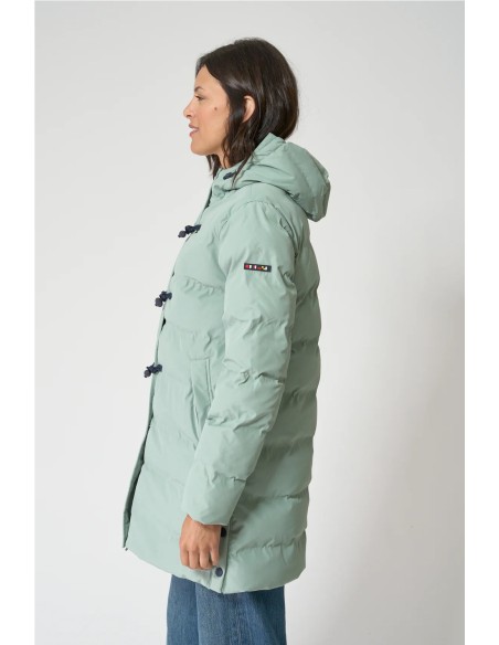 Abrigo Batela impermeable acolchado botones alamar VERDE ICEBERG