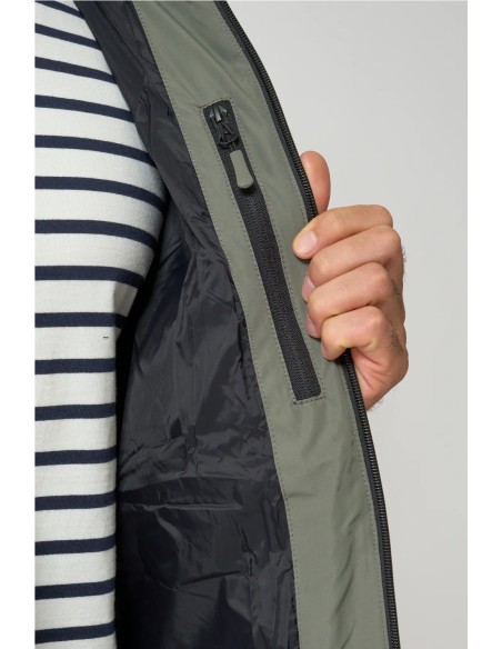 Abrigo puffy o chubasquero Batela 100% impermeable con capucha MULLED BASIL