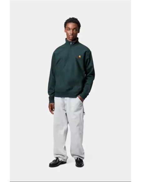 Half Zip American Script Sweatshirt - Sudadera CARHARTT WIP VERDE OSCURO