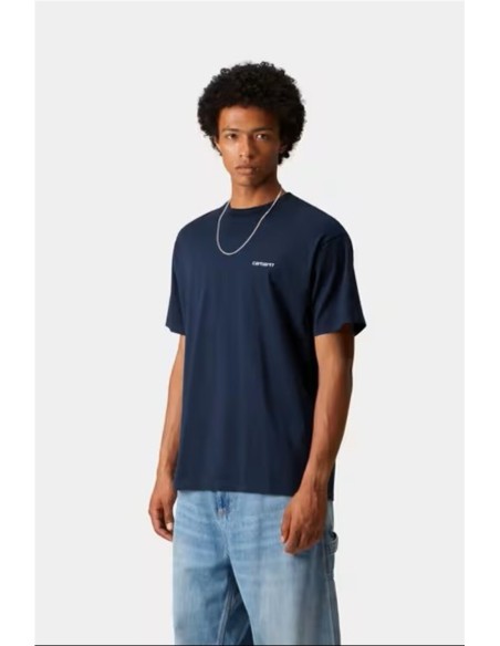 S/S Script Embroidery T-Shirt - Camiseta CARHARTT WIP AZUL JUPITER