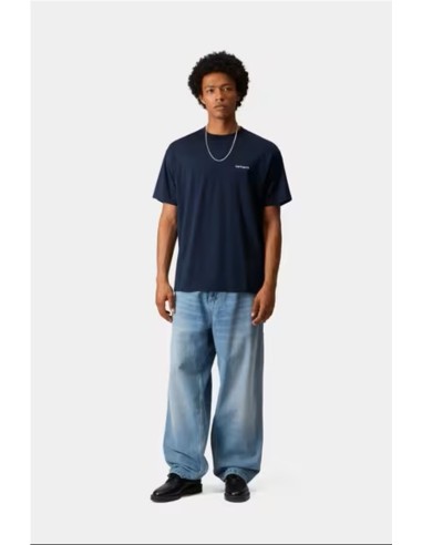 S/S Script Embroidery T-Shirt - Camiseta CARHARTT WIP AZUL JUPITER