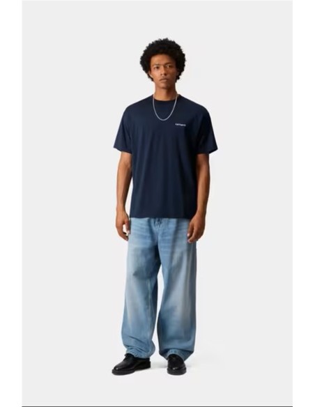 S/S Script Embroidery T-Shirt - Camiseta CARHARTT WIP AZUL JUPITER