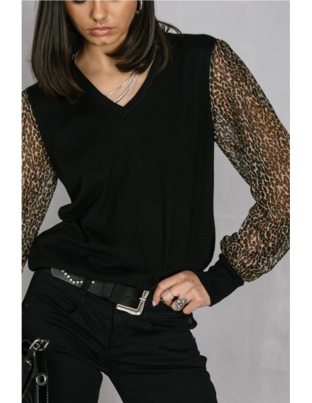 Jersey Camisa Laonie - Freeman Porter NEGRO ANIMAL