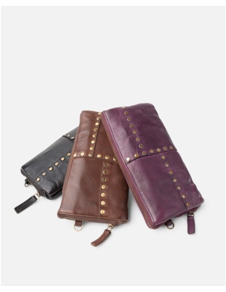 Billetero BIBA Stowe de piel MARRON