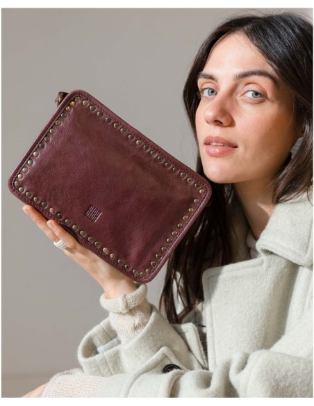 Bandolera BIBA Rockwall de piel GRANATE