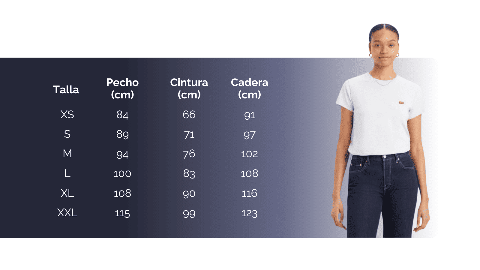 Talla levi's camiseta mujer