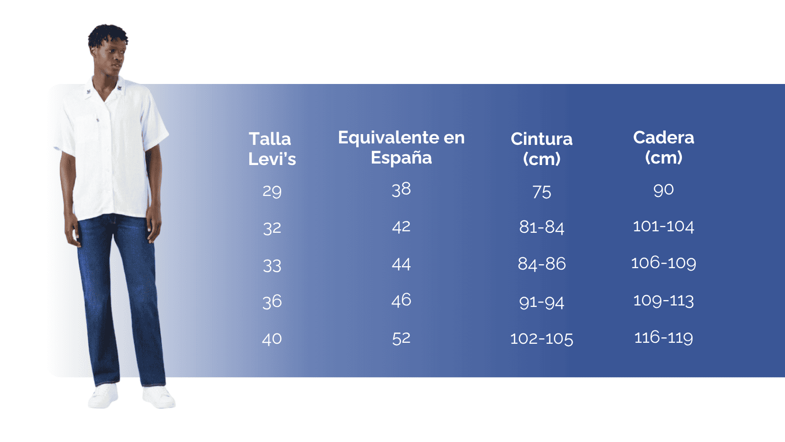 Talla levi's pantalon hombre