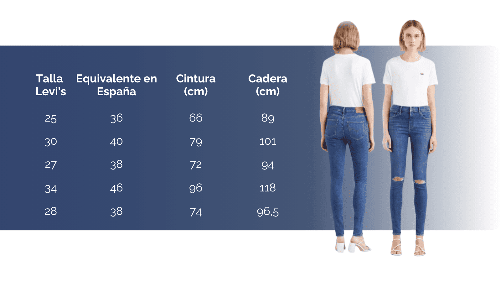 Talla levi's pantalon mujer